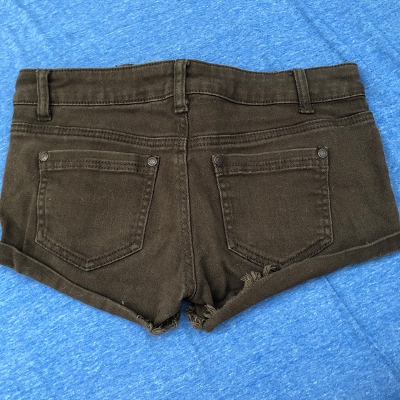 Dark green ripped jean shorts - Picture 4 of 4